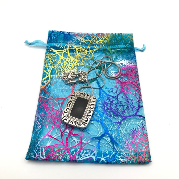 Brighton Pendant Necklace Satin Brushed Rhythms Silver Plate Reversible 17-18.5" - Picture 9 of 13